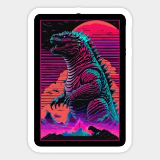 Synthwave Godzilla Sticker